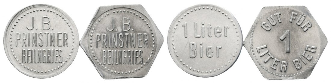 Bayern; Beilingries J.B. Prinstner, 1 Liter Bier / Gut für  1 Liter Bier; Menzel 1695 (2 Marken)   