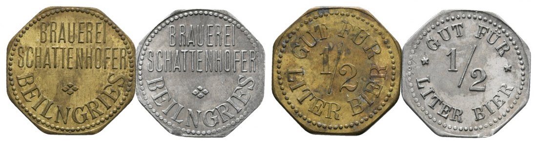  Bayern; Beilingries, Brauerei Schattenhofer, Gut für 1/2 Liter Bier; Menzel - (2 Marken)   