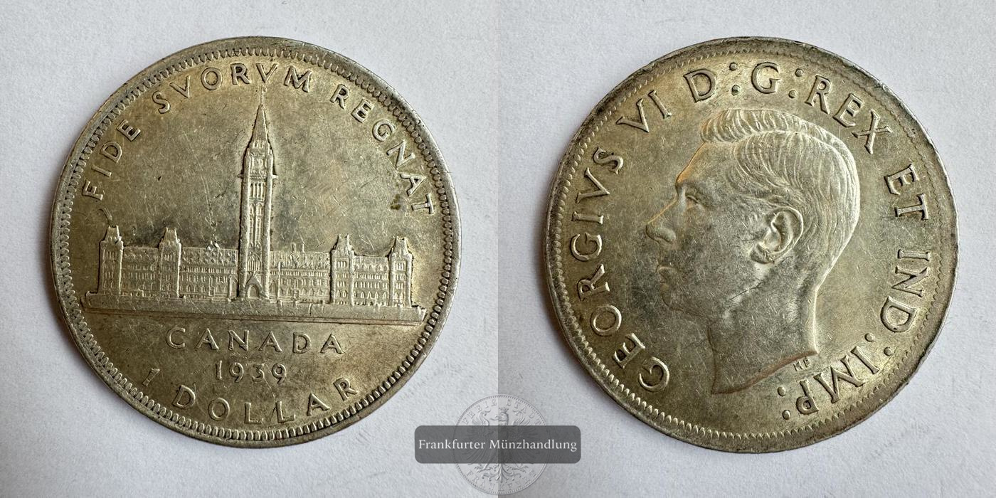  Kanada 1 Dollar 1939 George VI Königlicher Besuch FM-Frankfurt KM#38 Feinsilber: 18,66g   