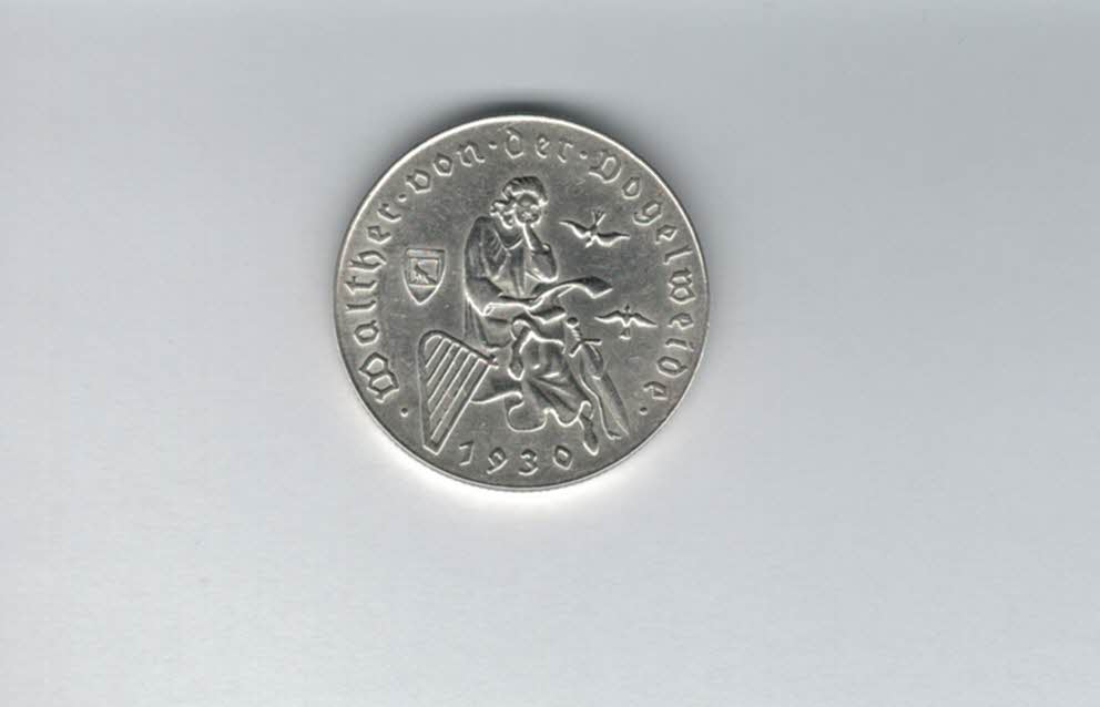  2 Schilling 1930 Walther von der Vogelweide 7,68g fein Ag 1. Rep Österreich Spittalgold9800 (2074/2   