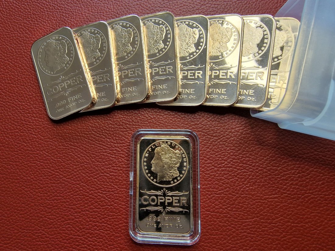  20 x 1 oz (AVDP) Morgan Dollar .999 Kupferbarren in Tube (verschlossen)   