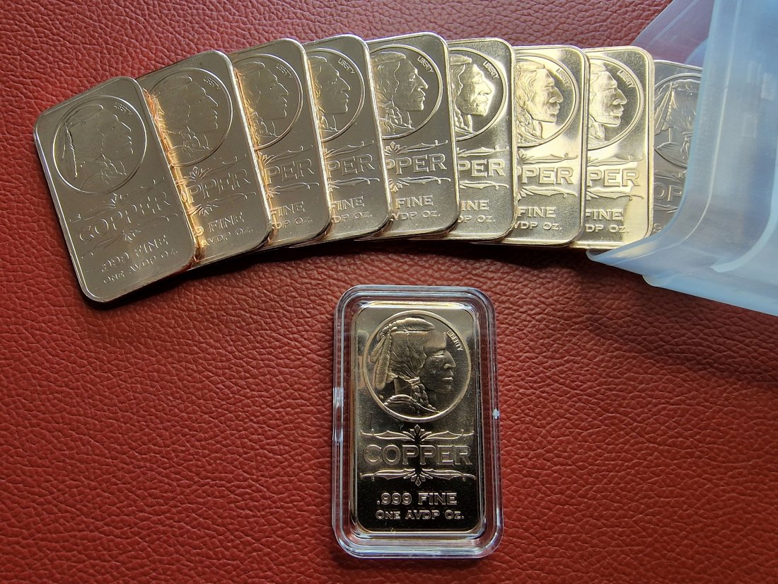  20 x 1 oz (AVDP) Indian Head .999 Kupferbarren in Tube (verschlossen)   