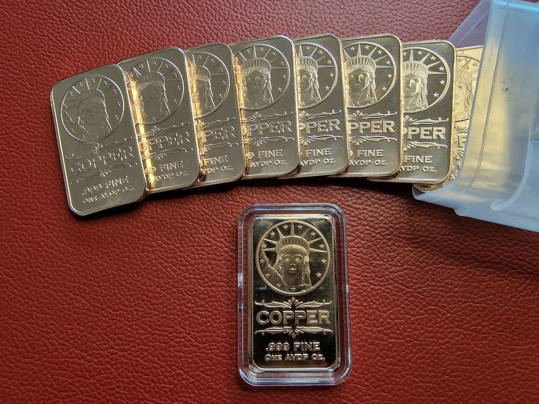  20 x 1 oz (AVDP) Liberty Head .999 Kupferbarren in Tube (verschlossen)   