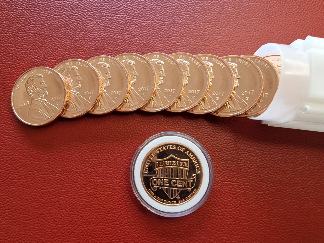 20 x 1 oz (AVDP) Lincoln Head One Cent .999 Kupfermünze in Tube (verschlossen)   