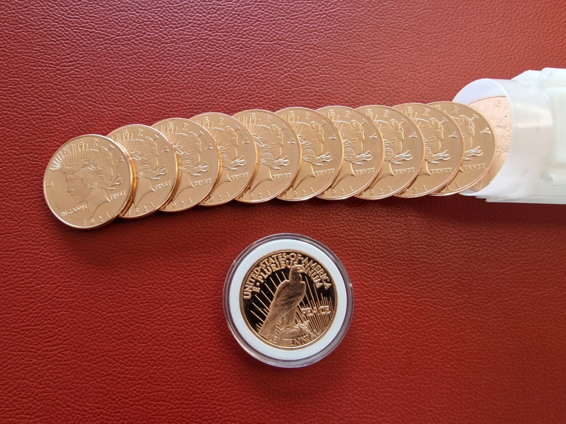  20 x 1 oz (AVDP) Peace Dollar .999 Kupfermünze in Tube (verschlossen)   