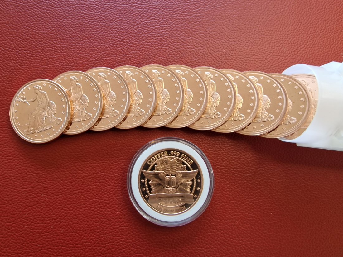  20 x 1 oz (AVDP) Trade Dollar .999 Kupfermünze in Tube (verschlossen)   