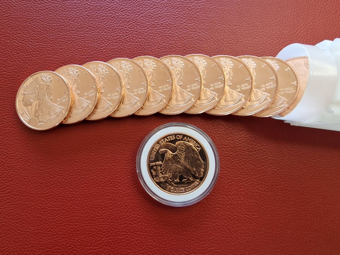  20 x 1 oz (AVDP) Walking Liberty .999 Kupfermünze in Tube (verschlossen)   