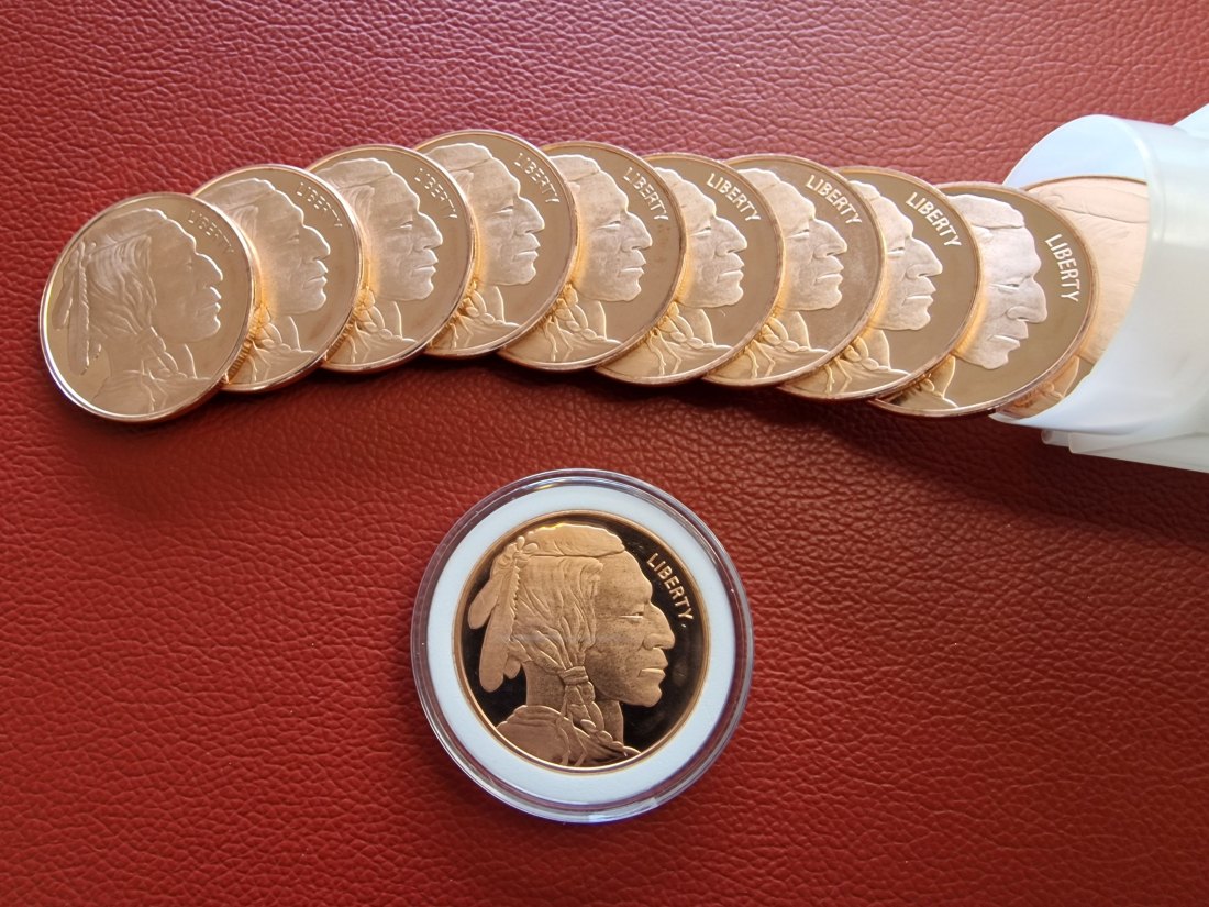  20 x 1 oz (AVDP) Indian Head .999 Kupfermünze in Tube (verschlossen)   