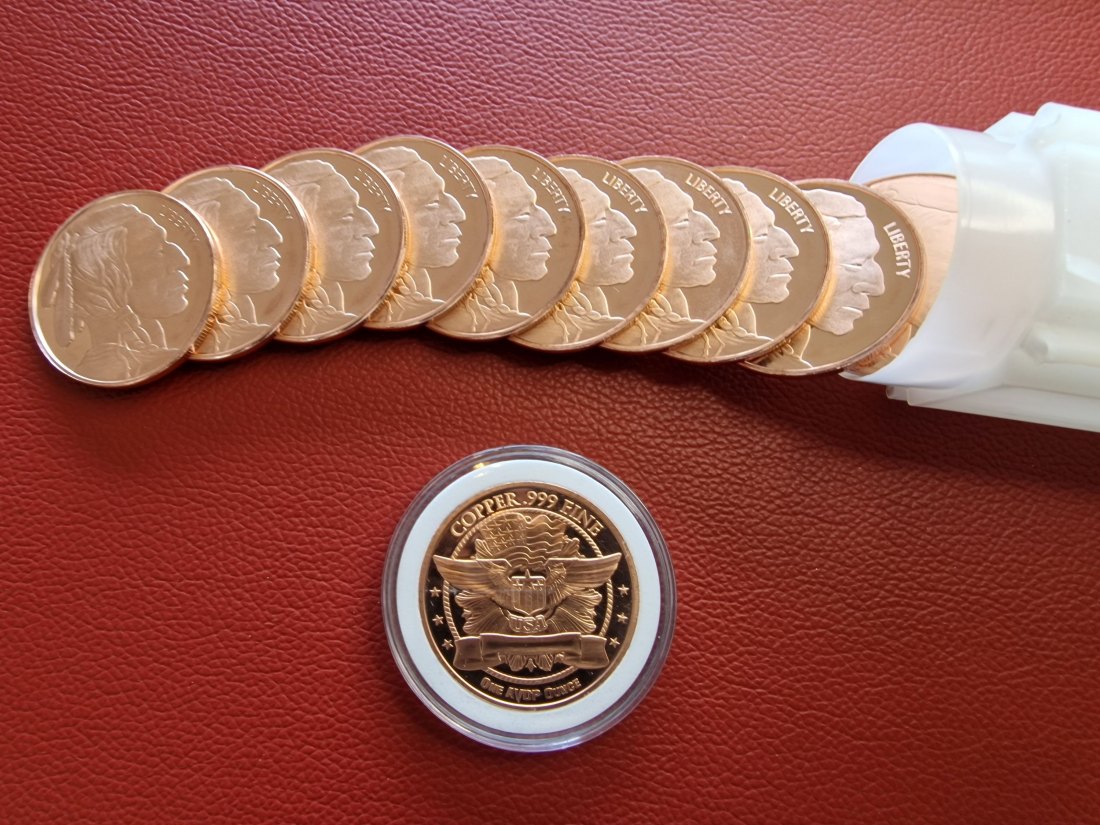  20 x 1 oz (AVDP) Indian Head .999 Kupfermünze in Tube (verschlossen)   