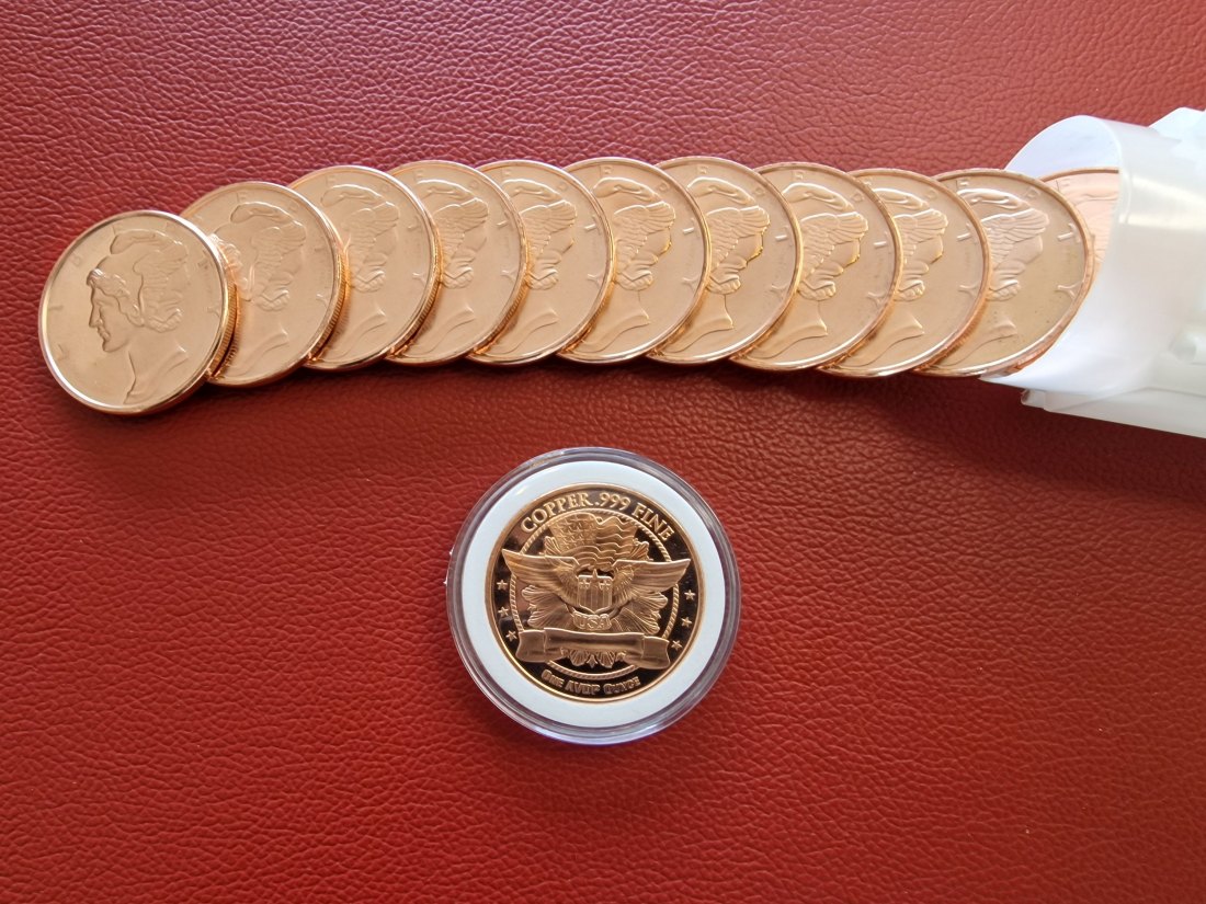  20 x 1 oz (AVDP) Mercury Head .999 Kupfermünze in Tube (verschlossen)   