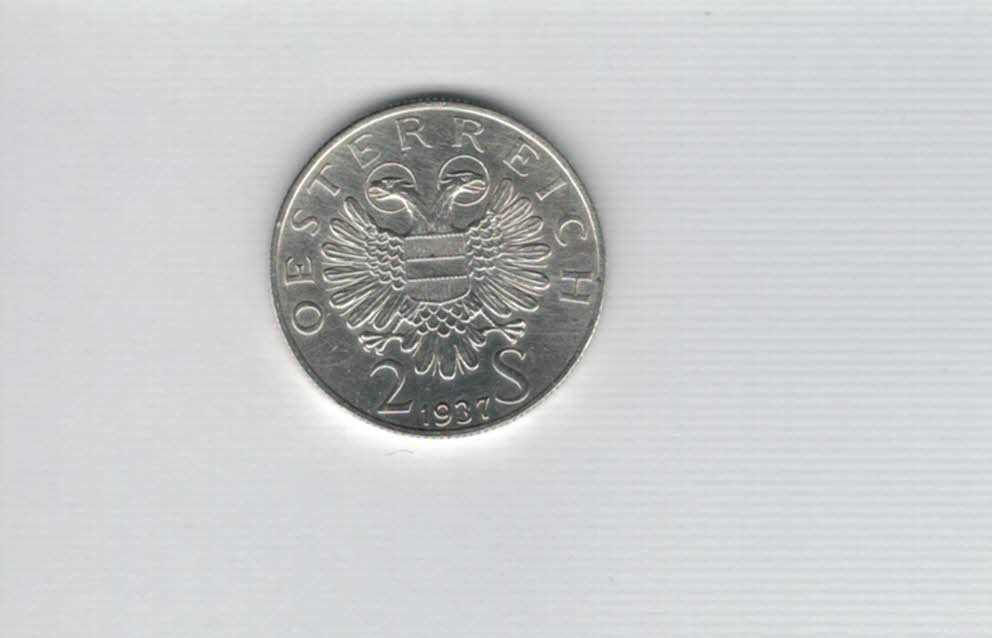  2 Schilling 1937 J.S. Fischer von Erlach 7,68g fein Ag 1. Rep Österreich Spittalgold9800 (2074/9   