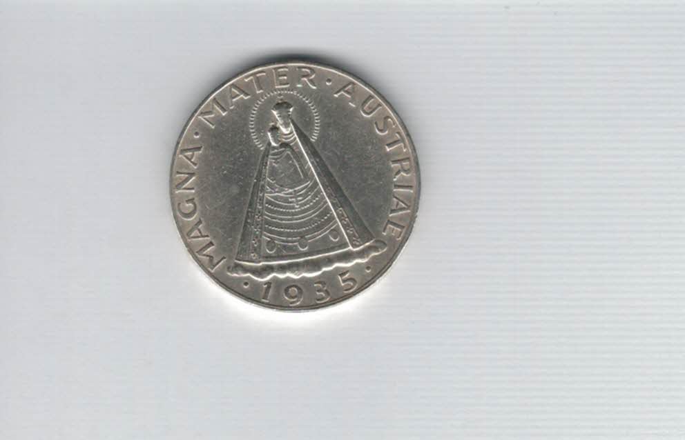  5 Schilling 1935 Magna Mater 12,5g fein Ag 1. Rep Österreich Spittalgold9800 (5042   