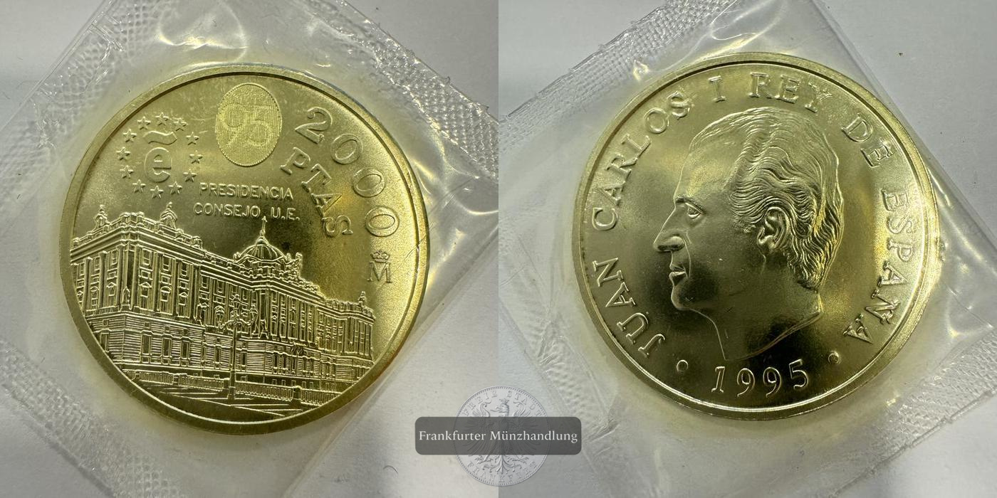  Spanien 2000 Pesetas Juan Carlos I (Council of the EU) 1995 FM-Frankfurt KM#954 Feinsilber: 16,65g   
