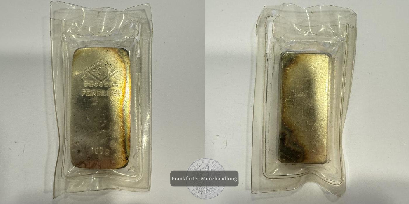  Deutschland Silberbarren 100g Degussa FM-Frankfurt Feinsilber: 100g   
