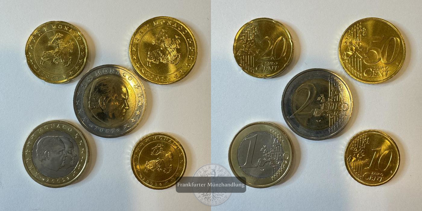  Monaco KSM-Satz 10, 20, 50 Cent & 1, 2 Euro 2002 FM-Frankfurt Nominal ges.: 3,80 Euro   