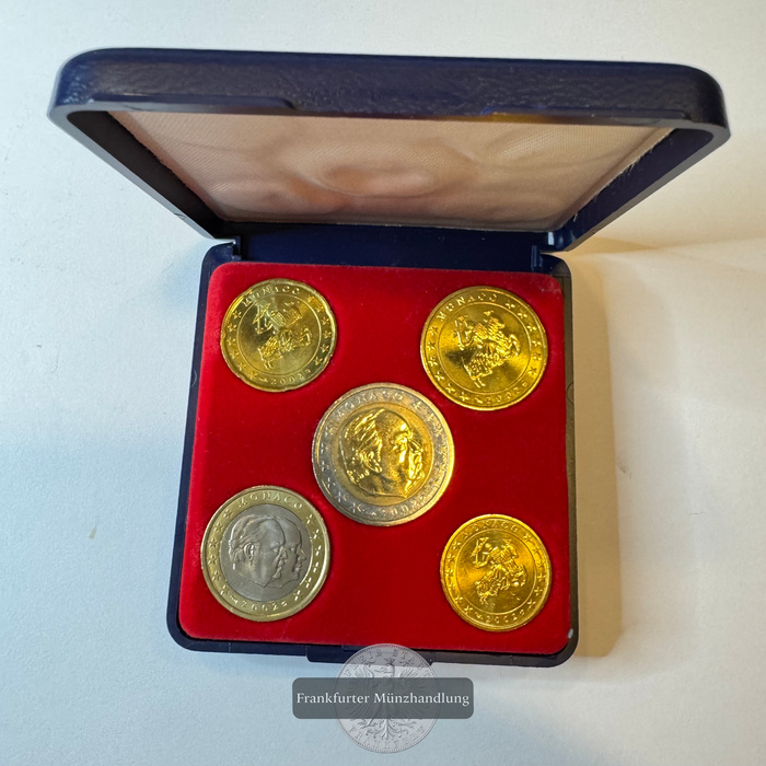  Monaco KSM-Satz 10, 20, 50 Cent & 1, 2 Euro 2002 FM-Frankfurt Nominal ges.: 3,80 Euro   