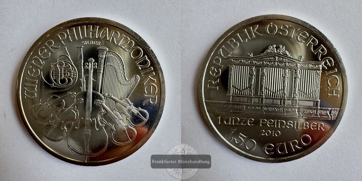  Österreich 1,50 Euro Wiener Philharmoniker 2010 FM-Frankfurt KM#3159 Feinsilber: 31g   