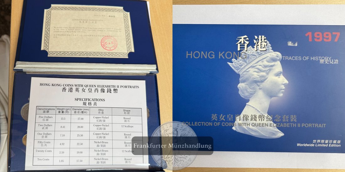  Hong Kong Collection 1997 Elizabeth II FM-Frankfurt Vollständiges Set Nominal ges.: 17,60$   