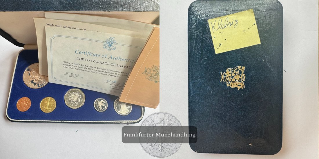  Barbados Coinage of Barbados Proof Set 1974 FM-Frankfurt Feinsilber: 59,94g   