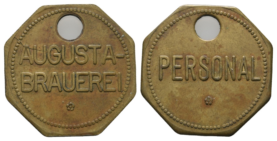  Bayern; Augsburg; Augusta-Brauerei, Personal; Menzel 913.4 (gelocht)   