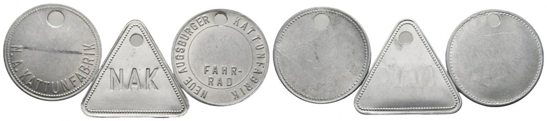  Bayern; Augsburg; N.A. Kattunfabrik / N A K / Neue Augsburger Kattunfabrik; Menzel - (3 Marken)   