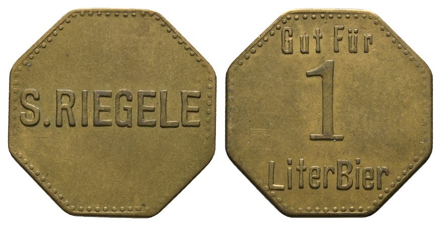  Bayern; Augsburg; S. Riegele, Gut für 1 Liter Bier; Menzel 1066   