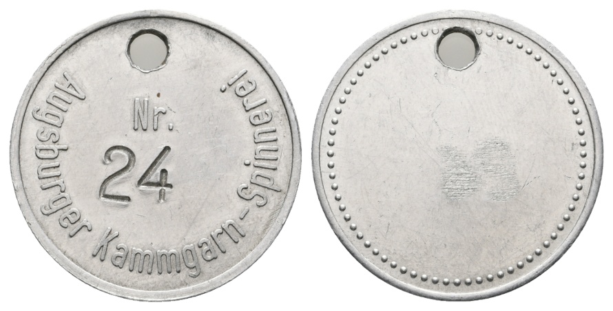  Bayern; Augsburg; Augsburger Kammgarn-Spinnerei Nr. 24; Menzel - (gelocht)   
