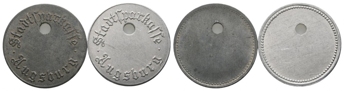  Bayern; Augsburg, Stadtsparkasse; Menzel - (2 Marken, gelocht)   