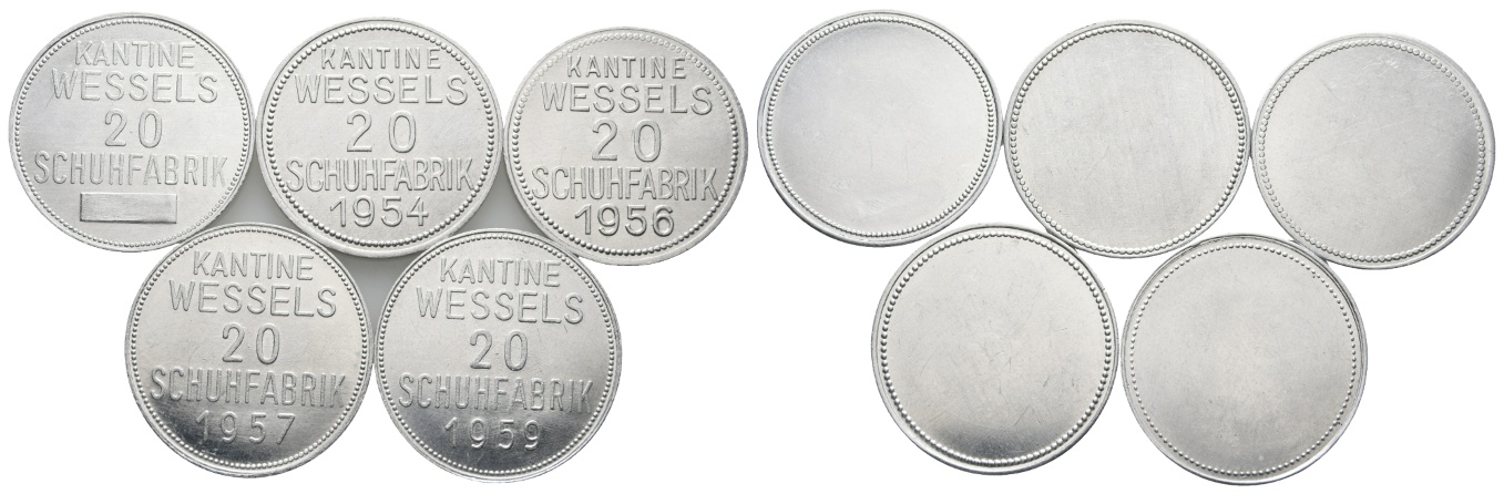  Bayern; Augsburg; Kantine Wessels 20 Schuhfabrik 1954/1956/1957/1959; Menzel - (5 Marken)   
