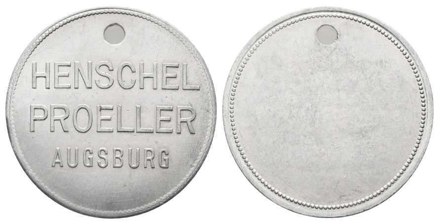  Bayern; Augsburg, Henschel Proeller; Menzel - (gelocht), Ø 39,5 mm   