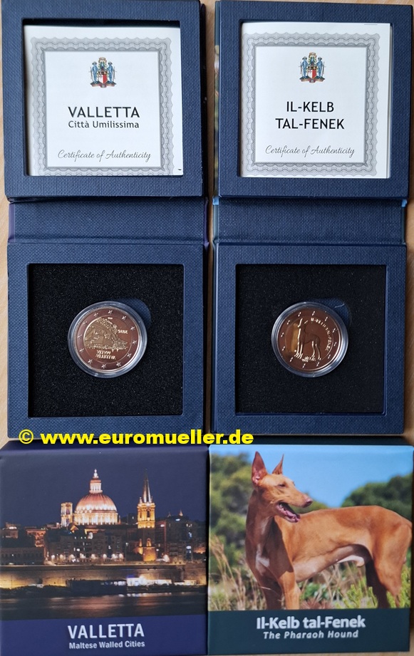 Malta 2x 2 Euro Gedenkmünzen 2026...Valletta + Pharaonenhund...in PP   