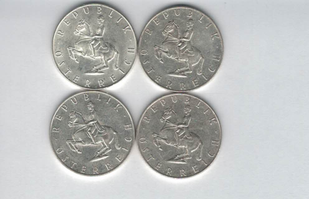  5 Schilling 1960 1961 1962 1963 4 Stk silber á 3,32 fein Österreich Spittalgold9800 /1054   