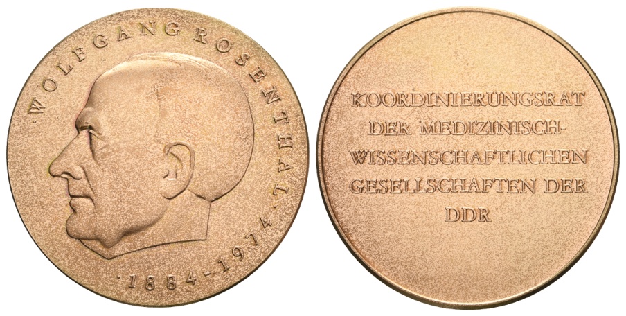  Medaille 1974; Wolfgang Rosenthal; Medizinisch- Wissenschaftliche Gellschaft der DDR; 49,20g; Ø 50mm   