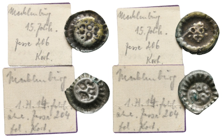  Mittelalter; 2 Kleinmünzen; 0,39 g / 0,31 g   