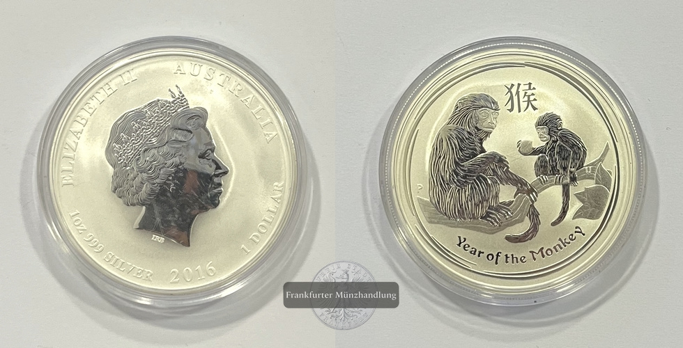  Australien 1 Dollar Year of the Monkey 2016 FM-Frankfurt KM#3255 Feinsilber: 31,1g   