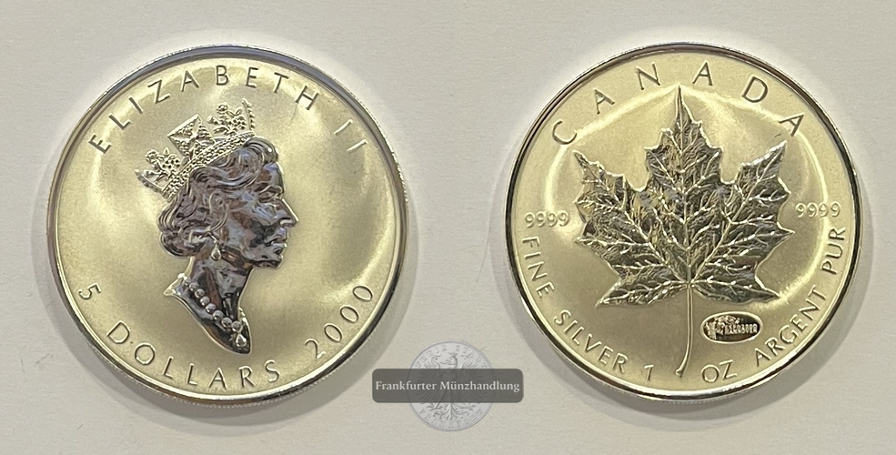  Kanada 5 Dollar 2000 Maple Leaf (Privy - Expo Hannover) FM-Frankfurt Feinsilber: 31,1g   