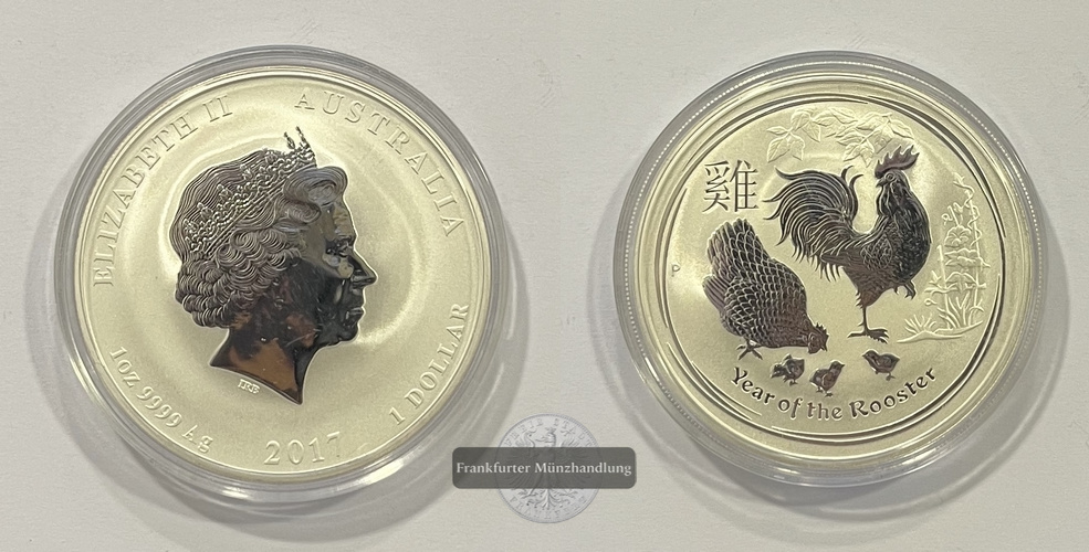  Australien 1 Dollar 2017 Year of the Rooster FM-Frankfurt KM#3397 Feinsilber: 31,1g   