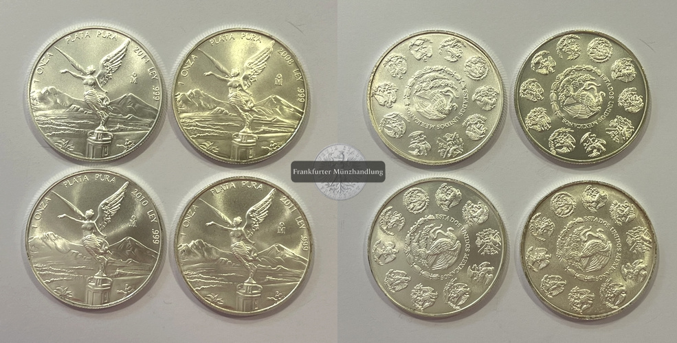  Mexico 4x 1 Onza Libertad Plata Pura FM-Frankfurt KM#494.2 Feinsilber: 124,4g   