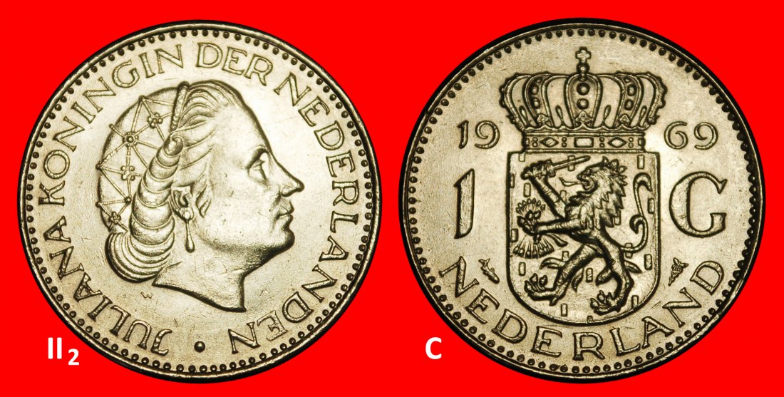 Ⰺ PORTRÄT RECHTS (1954-1980): NIEDERLANDE★1 GULDEN 1969! JULIANA 1948-2004★ENTDECKUNG★OHNE VORBEHALT