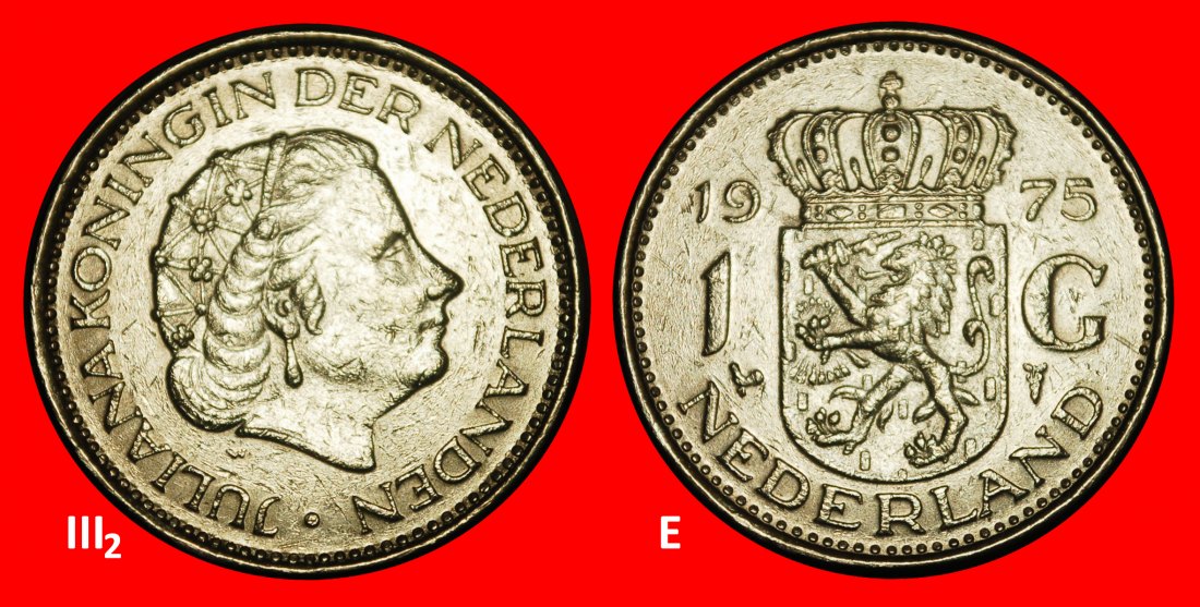 Ⰺ PORTRÄT RECHTS (1954-1980): NIEDERLANDE★1 GULDEN 1975! JULIANA 1948-2004★ENTDECKUNG★OHNE VORBEHALT