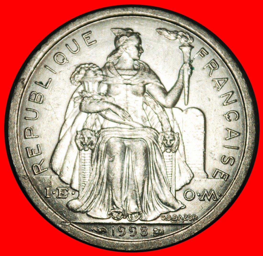  Ⰺ FRANCE SHIPS with IEOM (1973-2020): FRENCH POLYNESIA★ 2 FRANCS 1998 TYPE I★LOW START ★ NO RESERVE!   