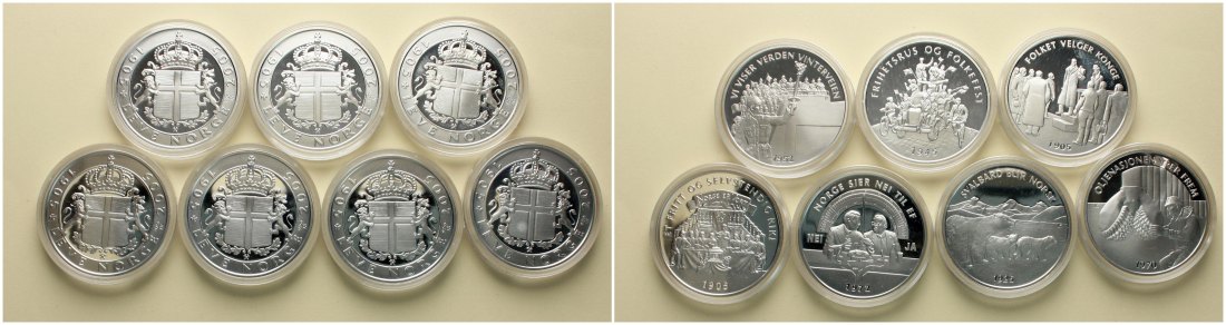  Norwegen: 4 Banknoten in Feinsilberprägung (gestempelt 999) Gewicht: 329 Gramm reines Silber!   