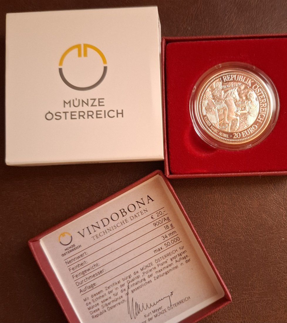  20 SILBER EURO 2010, VINDOBONA, in Original-Set der Österreich Münze, Zertifikat   