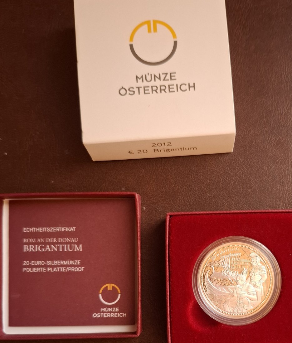 20 SILBER EURO 2012, BRIGANTIUM in Original-Set der Österreich Münze, Zertifikat   