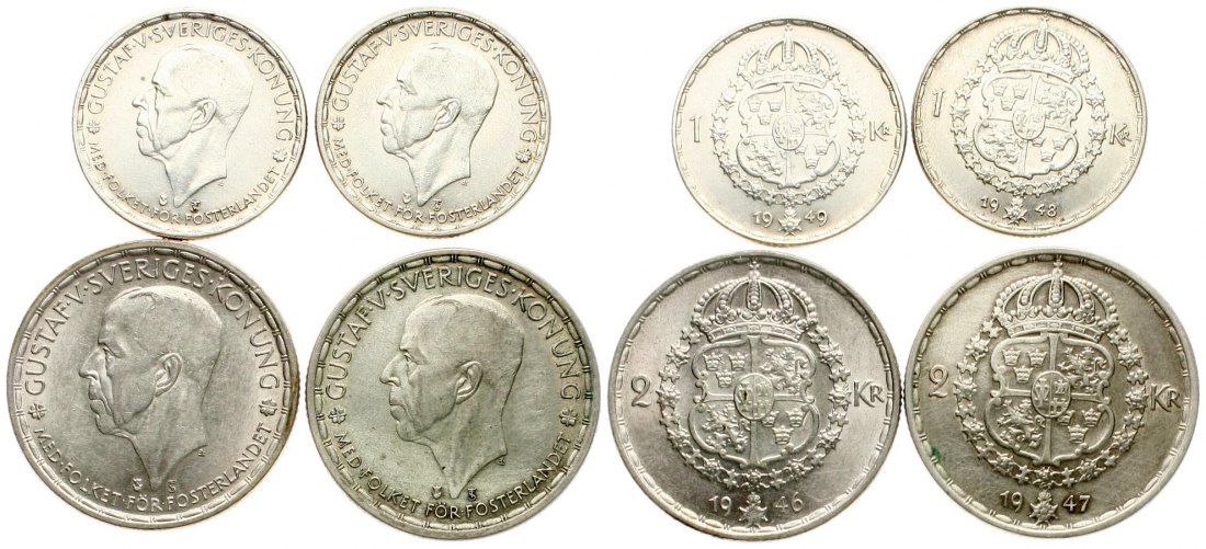  Schweden: Wertvolles Lot von 4 x 1 Krone ab 1877, 28,18 gramm Brutto mit 14,20 gr. Feinsilber!   