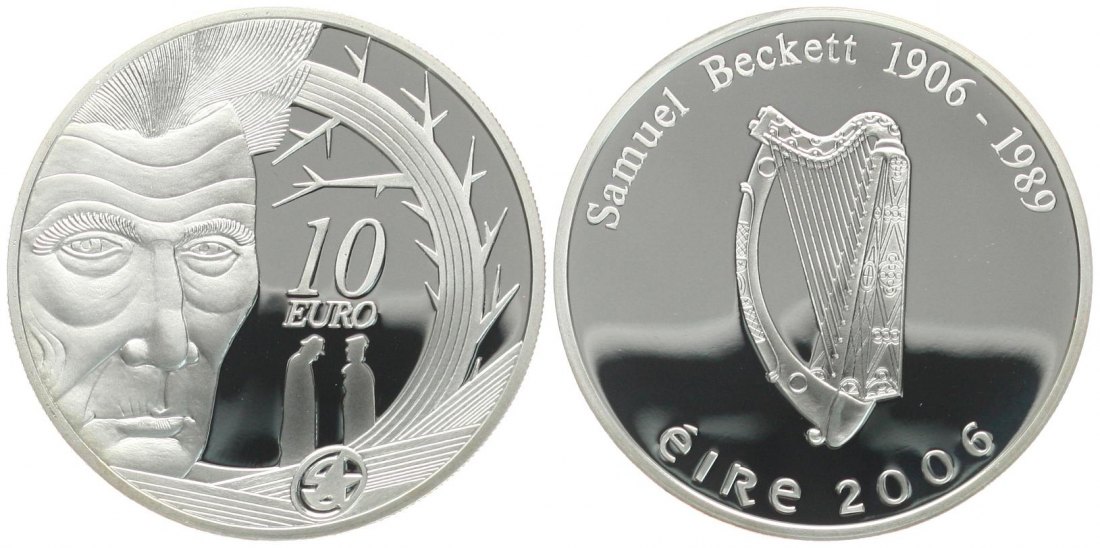  Irland: 10 € 2006 auf Samuel Beckett (1906-1989), selten, nur 35.000 Exemplare   