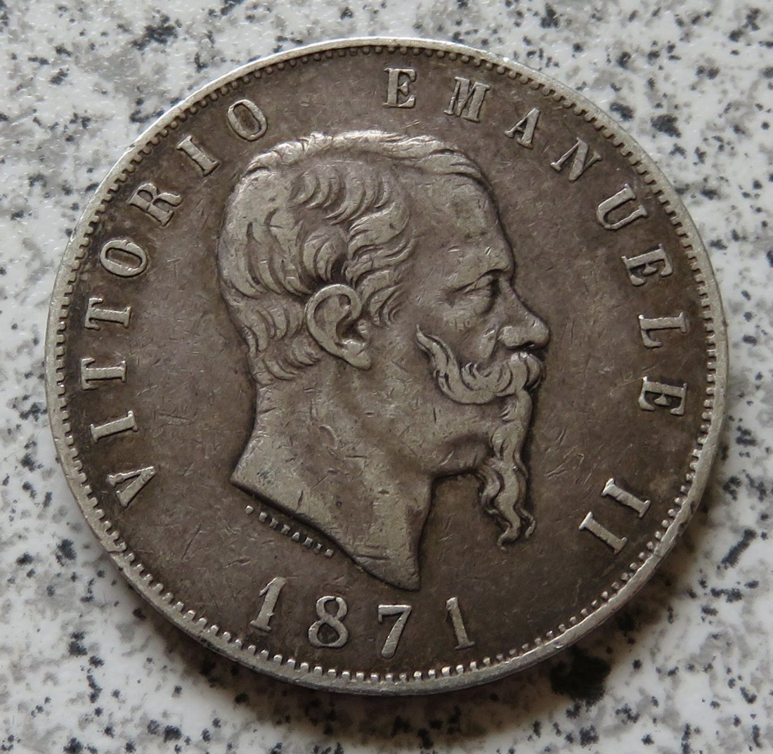  Italien 5 Lire 1871 M BN   