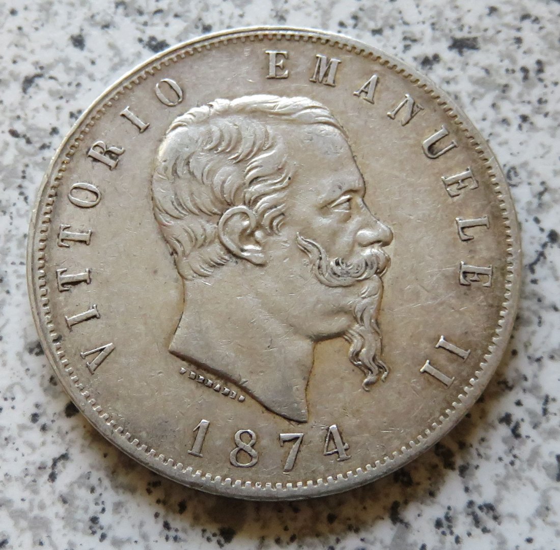  Italien 5 Lire 1874 M BN   
