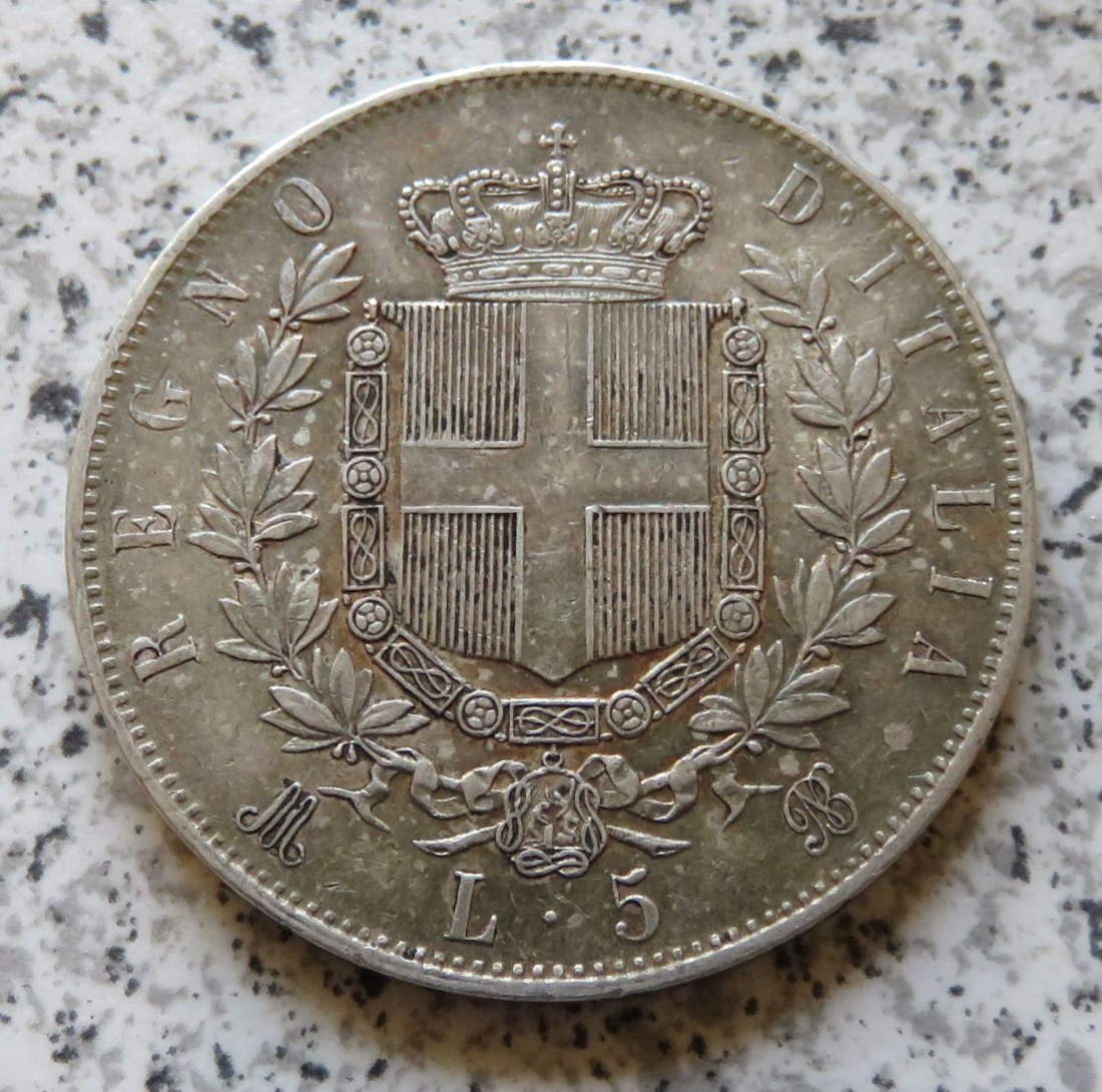  Italien 5 Lire 1874 M BN   