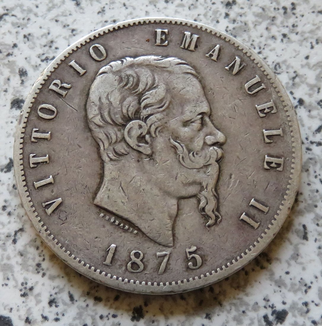  Italien 5 Lire 1875 M BN   